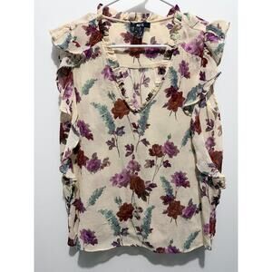 Paige Floral Ruffle Sleeveless Blouse Women’s M